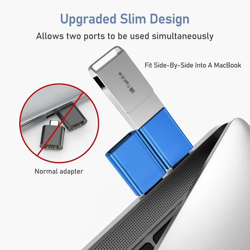 Basesailor USB C to USB Adapter 3Pack,USBC Male to USBA 3.0 Female OTG Adapter,Type C Thunderbolt 5 4 3 Converter for iPhone 17 16 15 Max,MacBook Pro Air,Mac,iPad,Microsoft Surface,Samsung Galaxy S25 - Image 3